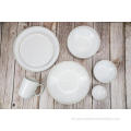 Makan malam stoneware berlapis kaca reaktif diatur dalam warna putih krem